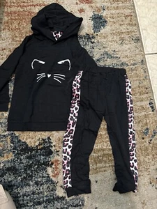 4-5 T Cat Hoodie And Legging 2 Piece Set Cl33 - Picture 1 of 4
