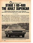 1969 BUICK STAGE 1 GS 400 - 400/360 HP ~ ORIGINAL 5-PG ROAD TEST / ARTICLE / AD