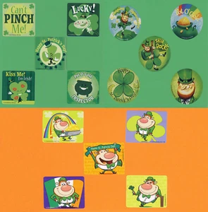 15 St. Patricks Day verschiedene große Aufkleber - Partygeschenk - Kobold, Kleeblatt - Bild 1 von 4