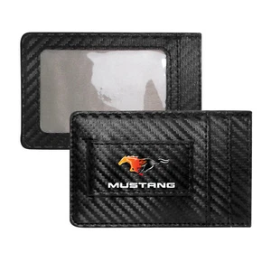 Ford Mustang Flame Pony Carbon Fiber RFID Card Holder Wallet with Money Clip - Picture 1 of 5
