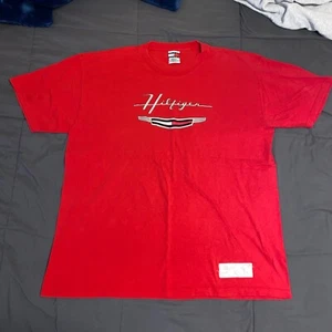 Tommy Hilfiger Jeans XL Red Shirt Sports Car Chevrolet Corvette Type Emblem Logo - Picture 1 of 9