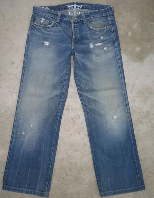 Pantalones de mezclilla Emerald Rice J calce relajado para hombre talla 34 X 29 azul desgastado 100 % algodón Foto 1 de 4