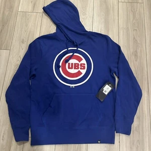 Chicago Cubs 47 Brand Pullover Hoodie Men’s Medium Blue Retro Sweatshirt NWT - Picture 1 of 10