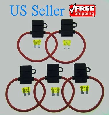 5Pack 10Gauge Inline ATC Fuse Holder+20AMP Fuse With Cover New Car Truck Install - Image 1 of 4