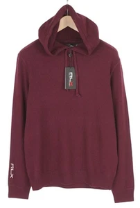 RLX RALPH LAUREN Golf Men Jumper M Burgundy Cashmere Pullover Hooded RRP€499 - Picture 1 of 12