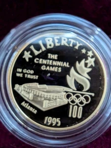 1995 Atlanta Olympics $5 Proof Gold Stadium Commemorative Coin in OGP. - Picture 1 of 2