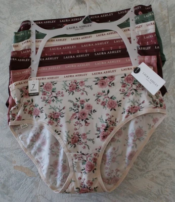 LAURA ASHLEY 7 упаковки трусики средний розовый бордовый белый твердого и цветочный новый с Ярлыками вешалка - Изображение 1 из 2