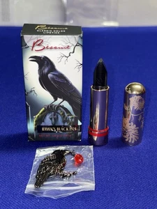 Besame Cosmetics Ravens Black Lipstick and The Raven's Blood  Pin New - Picture 1 of 11