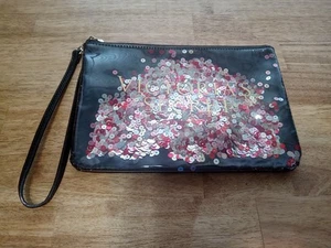 Victoria's Secret Floating Confetti Sequins Wristlet Pouch Clutch Cosmetic Bag  - Picture 1 of 8