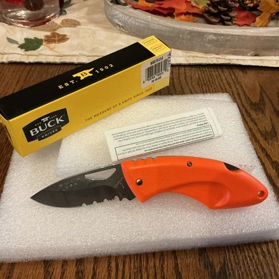 Buck США, #433 Blaze оранжевый Juno нож, как новый в коробке, неиспользованный сохраненное состояние товара - Изображение 1 из 4