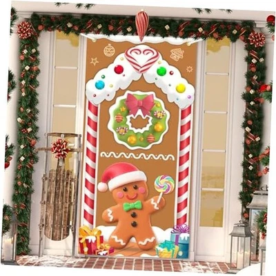 Christmas Door Cover Man Decoration Xmas Large Photography Gingerbread - Image 1 of 4