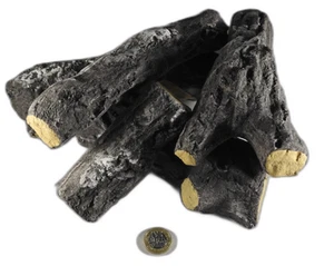 Gas Fire Ceramic Logs Coals 5 Hand Painted HD Replacement Log Set Bioethanol LPG - Picture 1 of 18