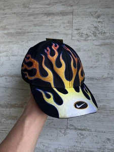 Nike Structured OG Flame Swoosh Cap 2025 Hat VTG Black HV6642-010 Size M/L - Picture 1 of 9