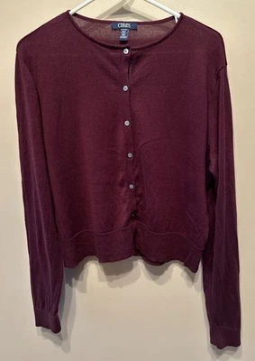 Cárdigan suéter con botones Chaps para mujer talla XLarge algodón borgoña ¡Excelente! Foto 1 de 4