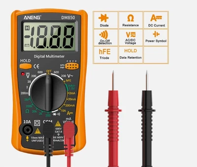 LCD Digital Multimeter AC DC Voltmeter Ammeter Ohmmeter|Volt Tester Leads Meter - Image 1 of 4