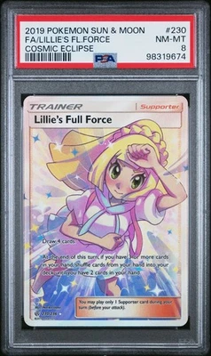 Pokemon 2019 PSA 8 NM-MINT Lillie's Full Force Sun & Moon Cosmic Eclipse FA 230 - Image 1 of 2
