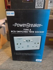 Powerbreaker 13A 2 Gang Type A Passive RCD Socket - K22-WP - Picture 1 of 4
