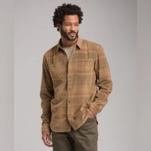 PrAna Organic Cotton Men’s Size Large Dooley Corduroy Button Front Shirt Plaid - Picture 1 of 11