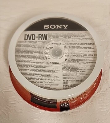 25 pk SONY Blank DVD-RW Logo Branded 4.7GB Rewritable DVD Disc - 25DMW47SP - Image 1 of 4