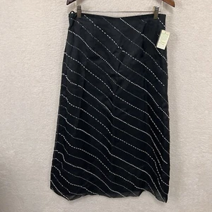 Victoria 100% Silk Beaded Skirt Women’s 12 Black Maxi Lined New With Defects - Picture 1 of 11