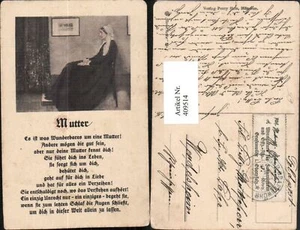 409514,Künstler AK Muttertag Frau Stuhl Sessel Mutter Text - Picture 1 of 1
