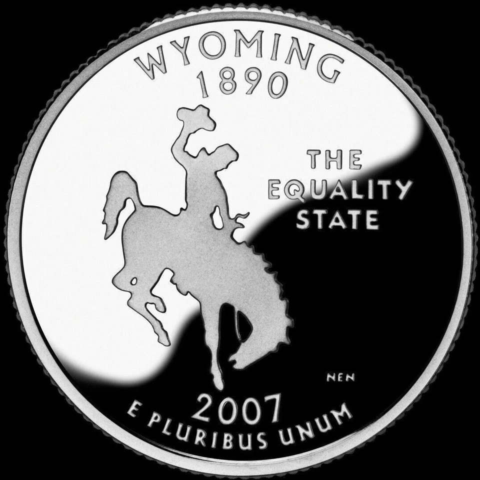 A 2007 S Wyoming 90% SILVER Deep Cameo "PROOF" State Quarter US Mint Coin - Image 1 of 3