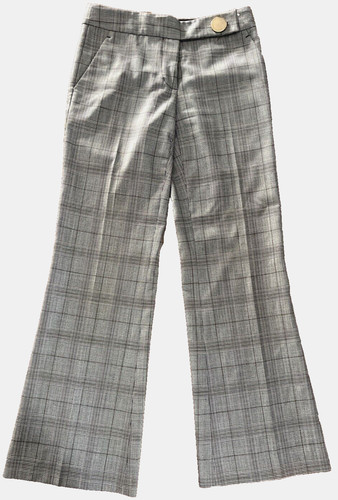 Pantalone donna Tory Burch taglia 2 PICCOLO Myahh a quadri gamba larga 28"x30" misto lana poliestere