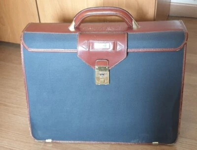 Borsa lavoro in pelle e tessuto Samsonite. Vintage - Imagen 1 de 4