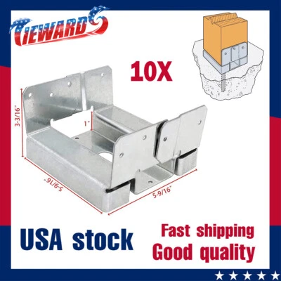 TIEWARDS ABA66Z ZMAX Galvanized 14-Gauge 6x6 Adjustable Post Base 10-per Box