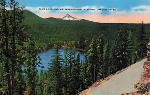 Blue Lake & Mt. Washington in Scenic Oregon Vintage PC Posted 1953 - Picture 1 of 2