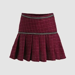 Apfelwein neu mit Etikett roter Tweed plissierter Rock L - Bild 1 von 11