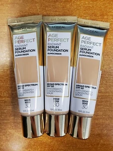 3 Pk: Loreal Age Perfect Serum Foundation *30 Beige Rose * (Exp 5/31/25) M3037 - Picture 1 of 2