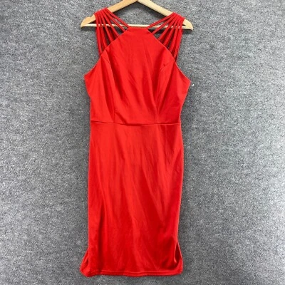 Grace Karin Dress Women M Medium Red Shift Midi Sleeveless Casual Zipper Solid - Image 1 of 4