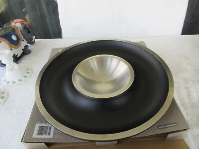 ATLAS BY ONEIDA LARAGE 15" [ BLACK & SILVER ] CHIP & DIP BOWL~~2 PIECE+~QUALITY - Image 1 of 4