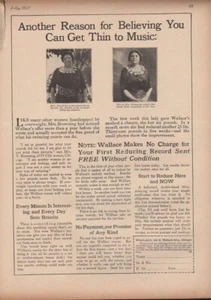 1922 WALLACE DANCE MUSIC WEIGHT LOSS BROWNING EXERCISE FITNESS QUACK AD 14207 - Picture 1 of 1