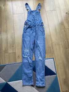 MARKS AND SPENCER DUNGAREES GIRLS 13 - 14 Years Blue Denim Distressed jeans - Picture 1 of 3