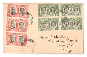 SOUTHERN RHODESIA 1947 Sc 65-66 QEII Royal Visit FDC posted in BULAWAYO "BYO" - Picture 1 of 1