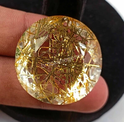 78Ct Golden Rutilated Quartz Round Cut EGL Certified Loose Gemstone 29x14mm 4SUN - Image 1 of 4