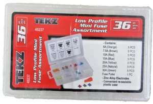 Titan 45237 36pc. Low Profile Mini Fuse Assortment TEKZ 5 AMP TO 30 AMP - Foto 1 di 5