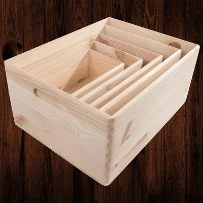 Wooden Open Decorative Storage Boxes / 5 Sizes / Small to Large Pinewood Crate  - Image 1 of 4