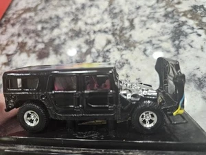 HOT WHEELS 100% BLACK WITH FLAMES~HUMMER w/REAL RIDERS used loose - Picture 1 of 5