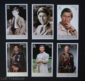 Estampillas de Jersey: "Príncipe de Gales - 70 cumpleaños" MNH 6 valor conjunto como nuevo 2018 - Imagen 1 de 1