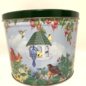 Lata de pájaros y flores de primavera de Bertels Can Co - Imagen 1 de 4