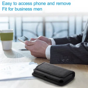 Horizontal Holster Cell Phone Pouch Case Cover Nylon Pouch with Belt Clip Iphone - Picture 1 of 7