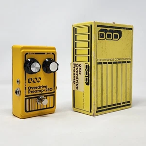 Vintage 80s Yellow DOD Overdrive Preamp 250 Effects Pedal OD OD250 W Box Tested - Picture 1 of 22