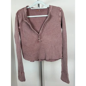 Free People Colt Thermo Top Henley Waffelstrick FP One Venetian Red Wash Gr. M - Bild 1 von 6
