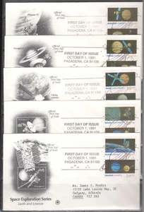 1991 FDC Set of 5 - Scott# 2568-77 - Space Exploration - PCS Cachet ADD - Picture 1 of 1