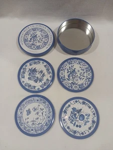 Juego de 4 posavasos victorianos azul índigo de herrajes de restauración B - Imagen 1 de 18