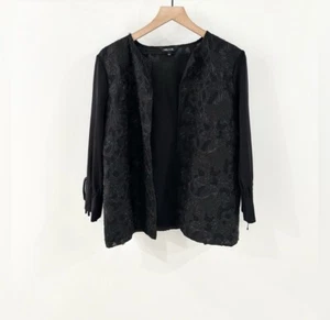 Misook Open Front Beaded Jacket Black Size Medium - Picture 1 of 5