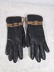 Vintage Van Raalte Softer Gloves Womens L Vinyl w/ Faux Shearling Lining - Picture 1 of 4
